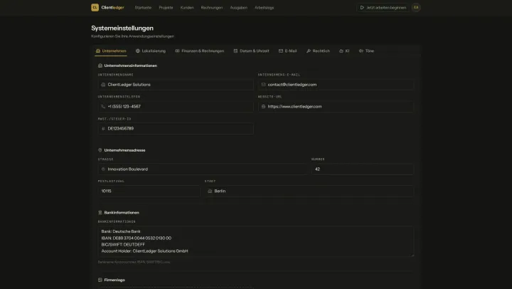 Screenshot: Kontoeinstellungen